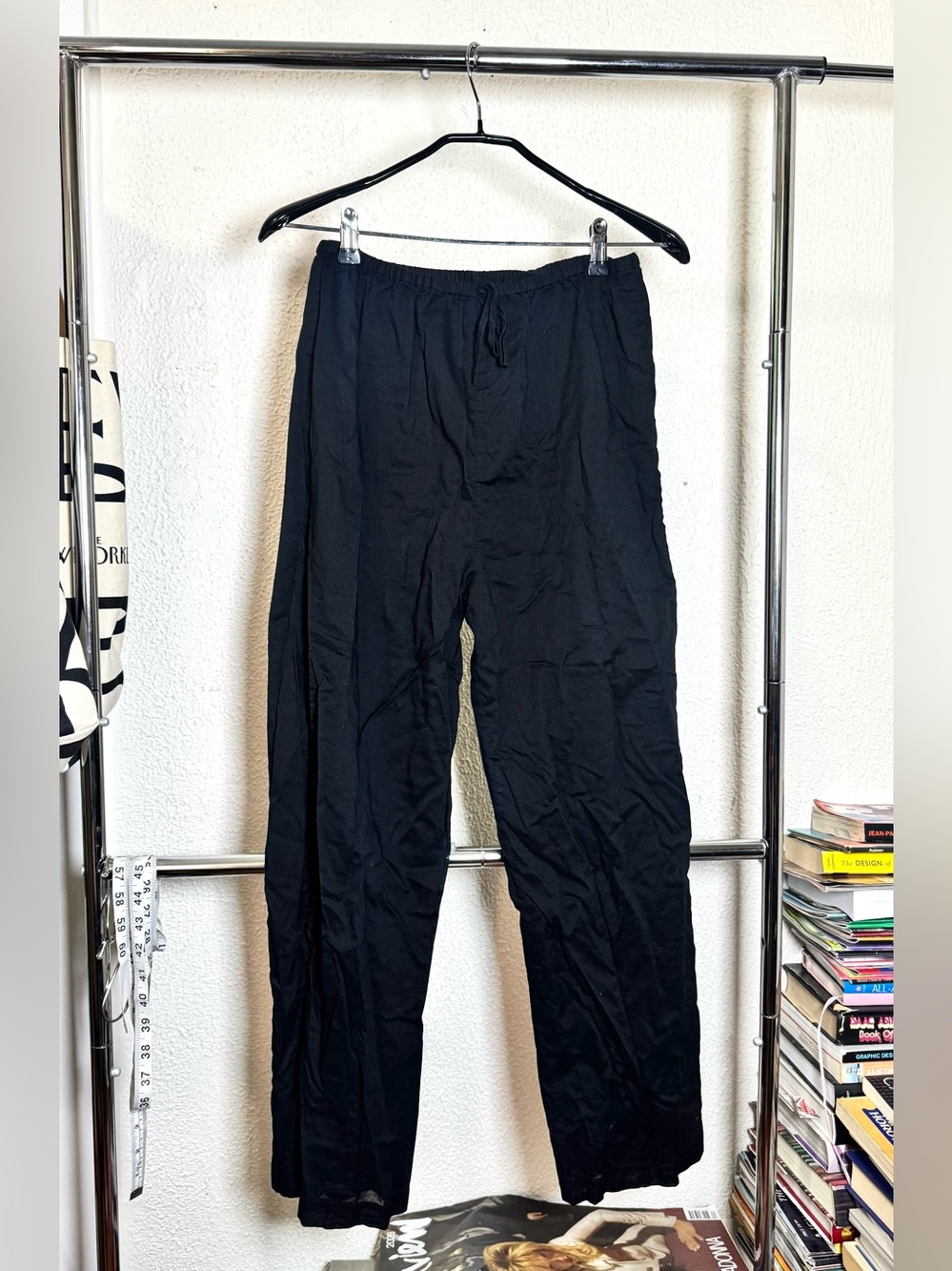 Reformation Black Organic Cotton Drawstring Pants Size S